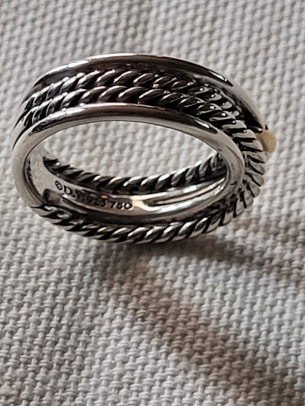 David Yurman Two-Tone X Crossover Band Ring Yellow Gold & Sterling Silver. #225k - Picture 12 of 12